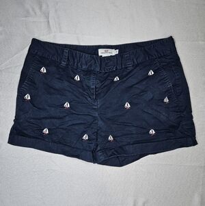 Vineyard Vines Womens Navy Shorts Embroidered Sailboats (White, Red) size 10